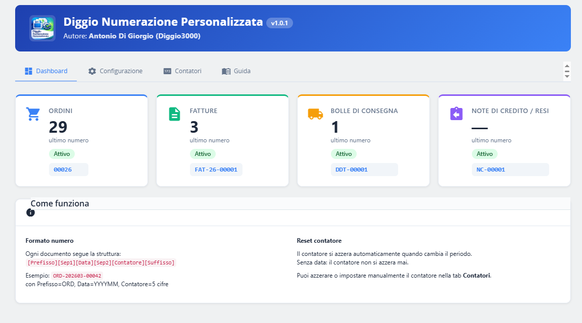 Diggio Numerazione Personalizzata