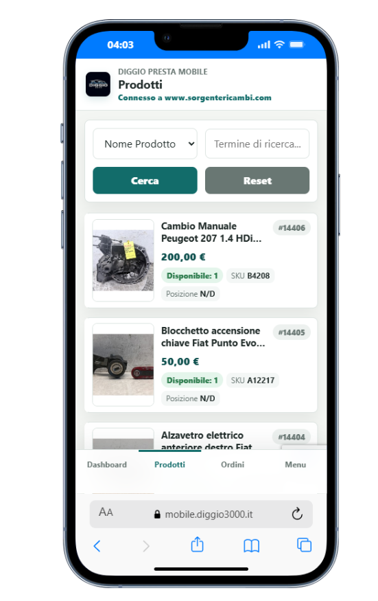 Diggio Presta Mobile
